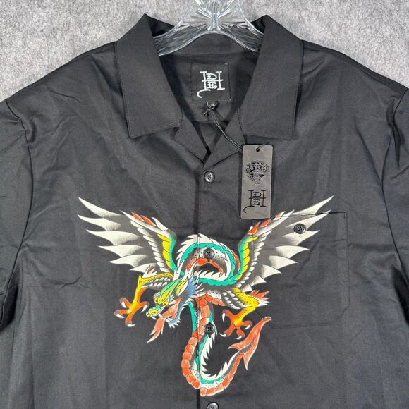 Ed Hardy Other - Ed Hardy Tattoo Shirt Mens XL Black Short Sleeve Camp Dragon NWT